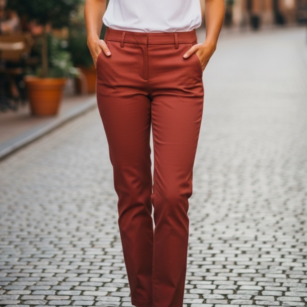 NY&CO red straight leg textured dress pants 2